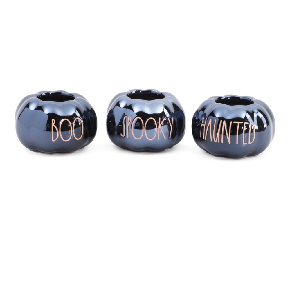 Rae Dunn Luster Pumpkin Tea Light Holders - Picture 2 of 4